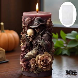 Molde de vela 3D gótico de bruja y calavera para hacer velas hechas a mano Halloween