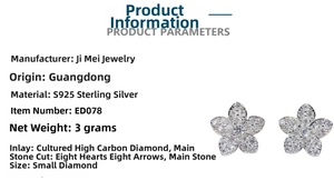 Details von S925 Sterlingsilber Blumenohrringen mit Herz-und-Pfeil-Schliff Diamanten