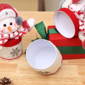 Charming snowman Christmas gift box set with white plush fabric and snowflake embroidery