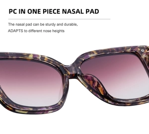 Nahaufnahme des einteiligen PC-Nasenpads bei der lila Schildpatt-Sonnenbrille