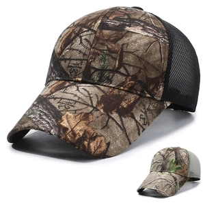 Camouflage Mesh Baseball Cap Jungle Leaf Breathable Outdoor Sun Protection Adjustable Trucker Hat Polyester For Men Women