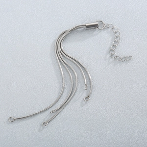 Silver stainless steel woven tassel chain with lobster clasp for DIY jewelry making