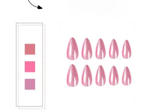Detailansicht der rosa Aurora-Glitzer-Mandel-Nägel mit holografischem Finish für Damen