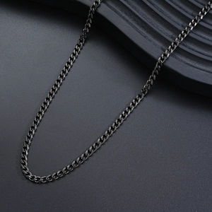 Collier chaîne cubaine minimaliste en acier inoxydable gris bronze avec fini mat