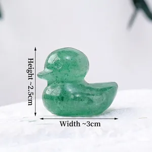 Natural green aventurine crystal duck carving ornament with detailed stone texture