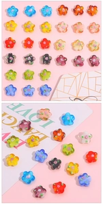 Macro shot of colorful vintage plum blossom glass beads for DIY jewelry making