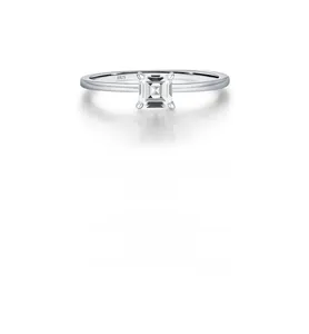 Detailed macro view of S925 sterling silver ring with a square-cut moissanite stone