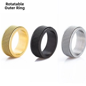 Detailed view of 8mm rotatable outer ring in gold, black, and silver stainless steel