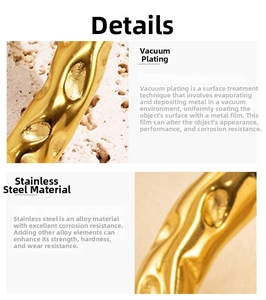 Detailed macro view of 18K gold plated stainless steel bracelet with hammered texture
