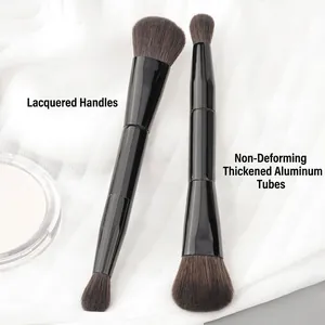 Dual Ended Flame Makeup Brush Professional Synthetic Fiber Soft Hair Blush Blending Smudge Contouring Beauty Tool