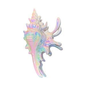 Iridescent conch-shaped acrylic hair claw clip with a glossy pearlescent finish