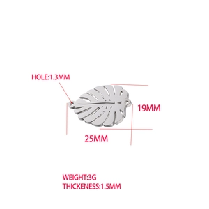 Mirror stainless steel palm leaf pendant with dimensions 25x19mm for DIY jewelry