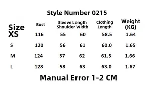 Detailed size chart with measurements for women's fleece motorcycle jacket