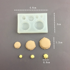 Mini silicone mold for resin donuts and cookies with product size measurements