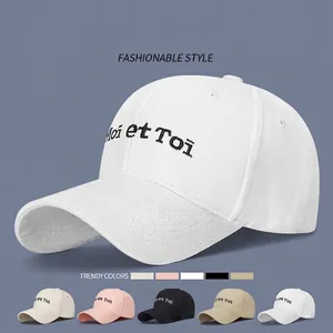 Washed Cotton Baseball Cap Letter Embroidery Moi Et Toi Casual Korean Style Adjustable Sun Hat For Women Men