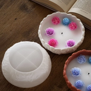 Molde de silicona floral para tazas de velas redondas y cuencos decorativos DIY