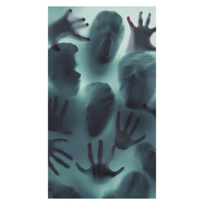 Adesivo spaventoso di Halloween con facce e impronte di mani in PVC per finestre