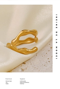 Irregular 18K gold plated ring displayed on elegant silk and sandstone texture