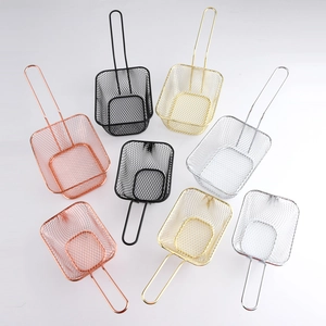 Lot de 8 mini paniers à friture en acier inoxydable pour frites en quatre couleurs variées