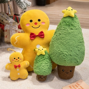 Christmas Tree Gingerbread Man Plush Toys Soft Pillow Festive Decor Home Party Gift For Kids Adults Cute Stuffed Dolls
