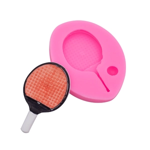 Siliconen vorm voor tafeltennisbatje en witte fondant peddel voor taartdecoratie