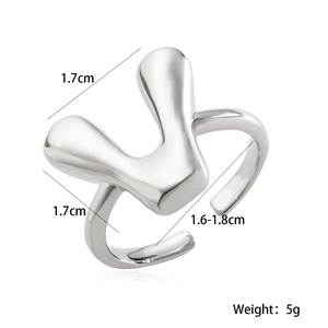 Detailed dimension guide for silver rabbit ear open ring with adjustable inner band