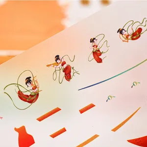Dunhuang flying apsaras stickers featuring traditional Chinese musical instruments and murals