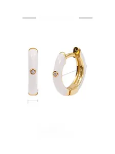 Detailed size specifications for gold plated enamel hoop earrings with CZ zircon