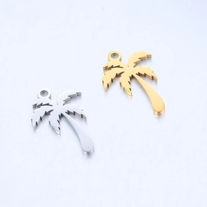 Coconut Tree Pendant Charm 304L Stainless Steel Mirror Polished Tropical Plant DIY Jewelry Making Accessories