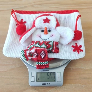 Sac cadeau de Noël tricoté avec poupée bonhomme de neige 3D et mesure de poids précise