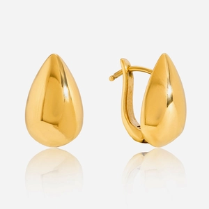 Minimalist Stainless Steel Gold Plated Waterdrop Earrings Fashion Mirror Finish Leverback Hoop Earrings For Women Jewelry