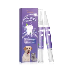 Kit gel riparatore orale per animali domestici con scatola viola e due penne da 3ml per denti