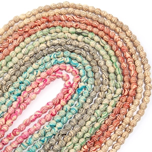 Colorful threaded wood texture beads for DIY jewelry making with spiral patterns