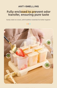 Eight-cell popsicle mold set with cream base and anti-smelling lids for homemade ice cream