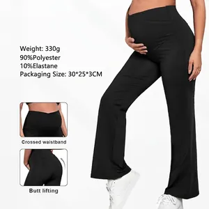 High Waisted Maternity Yoga Pants Belly Support Butt Lifting Flared Leggings For Pregnant Women Casual Sport