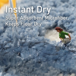 Absorbent blue microfiber bath mat with high-pile texture and quick-dry technology