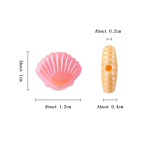 Dimensioni della perla in ABS a forma di conchiglia rosa con altezza e larghezza