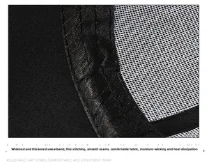 Detail of widened sweatband and breathable mesh lining on a black baseball cap