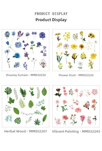 Floral stationery stickers in four vintage color themes including botanical and garden designs