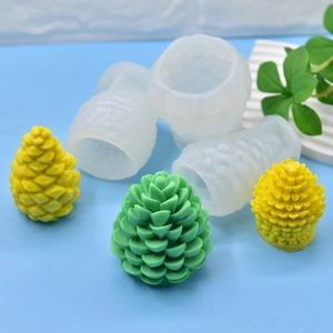 Pine cone shaped silicone mold set for DIY handmade candles and decorative soap making