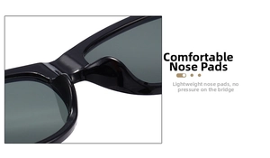 Detailed close-up of comfortable integrated nose pads on black polygon sunglasses