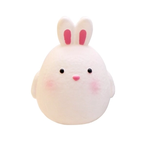 Cute white cartoon rabbit night light made of soft silicone for kids bedroom lighting