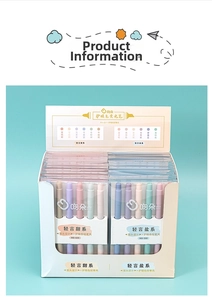 Detail of dual-tip highlighters in soft Morandi colors and matte translucent caps