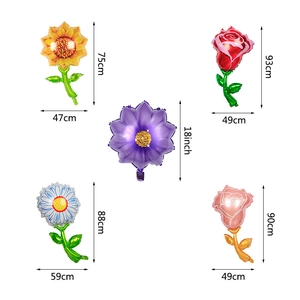 Floral foil balloon set featuring sunflower, daisy and rose designs for party decorations