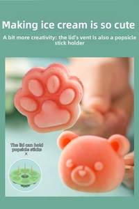 Detail of bear and cat paw silicone molds showing the lid slot for stick fixation