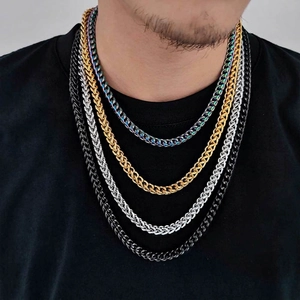 Men's hip hop 6mm stainless steel box chains in multi-color, gold, silver and black