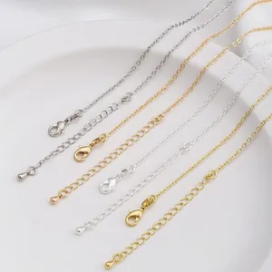 14K Gold Plated Copper Necklace Chain Satellite Bead Flat O Link Choker With Lobster Clasp And Water Drop Extension Chain