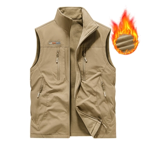 Heren Wende-Weste Winddicht Fleece-Futter Stehkragen Multi-Taschen Warme Outdoor-Westen