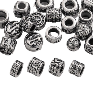 Vintage stainless steel six-word mantra beads for DIY bracelet jewelry making