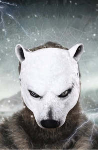 Detailed realistic polar bear mask with lifelike fur texture for costume party event